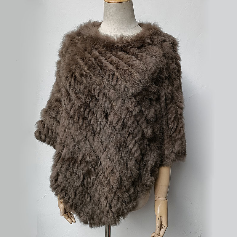 Genuine Rabbit Fur Knitted Natural Fur Poncho Fashion Wrap Coat Shawl Lady Scarf Natural Fur Wedding Party Wholesale Cape 241216