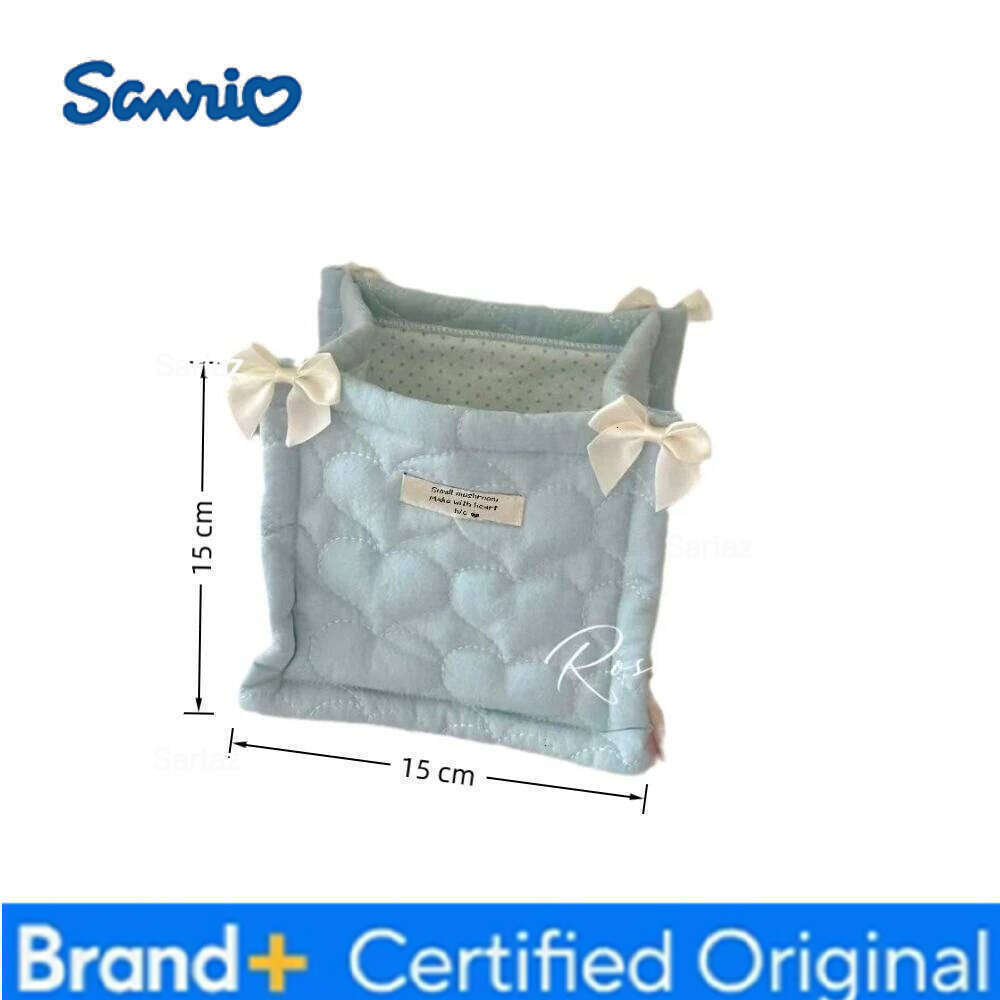 Sanrio Cute Square Storage Basket Rabbit Grid Organizer Bowknot Cotton Desktop Box H260129 H260129