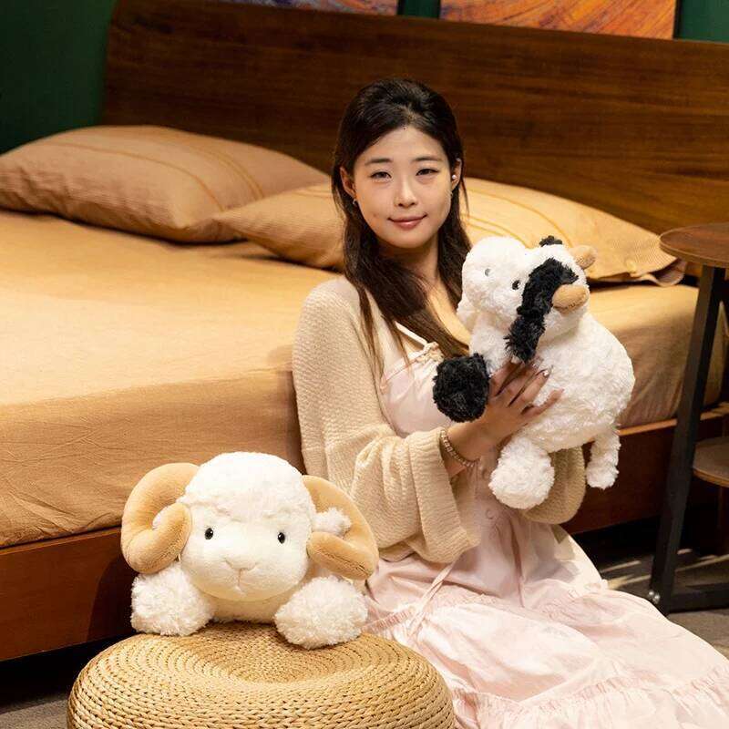 23cm Kawaii Plush Toy Comfort Soft Animal Doll Stuffed Sheep Cow Animals Festive Gifts For Kids Birthday Xmas Home Dec Y260128