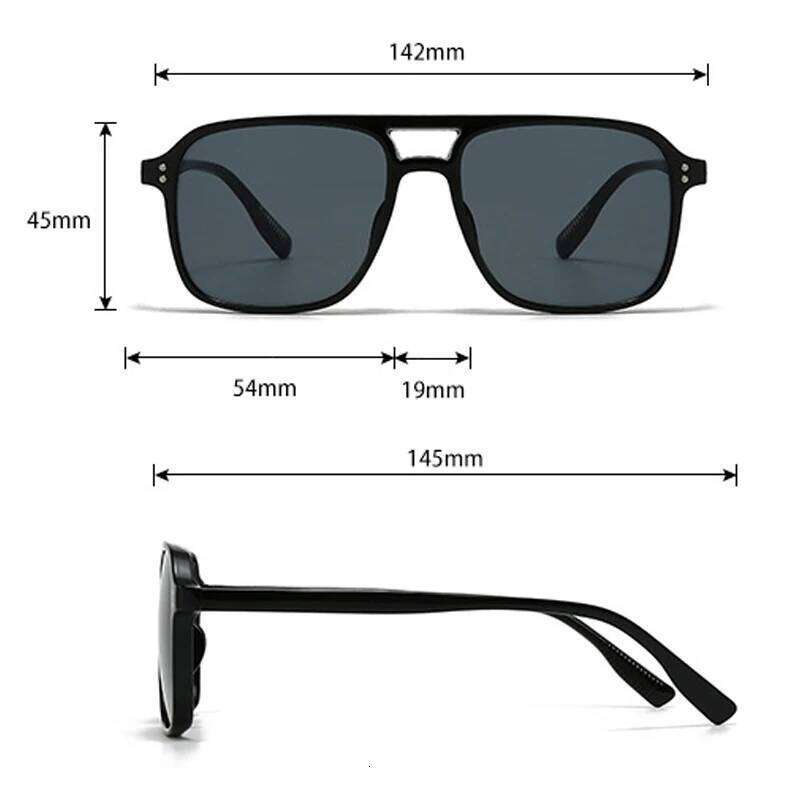SO&EI Fashion Double Bridges Square Rivets Women Sunglasses Retro Men Gradient Shades UV400 Sun Glasses H260129