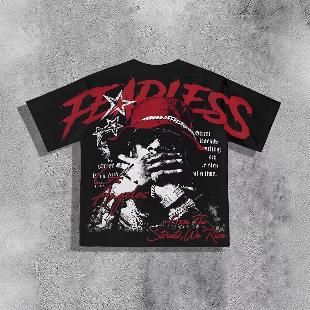 Mens T-Shirt Urban Art Print Streetwear Loose Breathable Short Sleeve Casual Designer Clothes