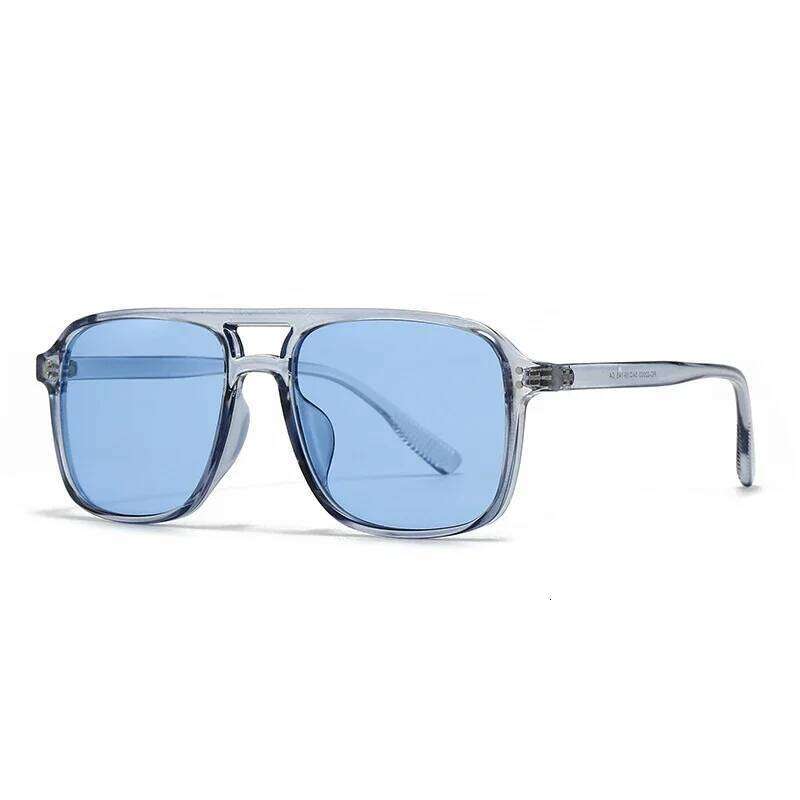 SO&EI Fashion Double Bridges Square Rivets Women Sunglasses Retro Men Gradient Shades UV400 Sun Glasses H260129