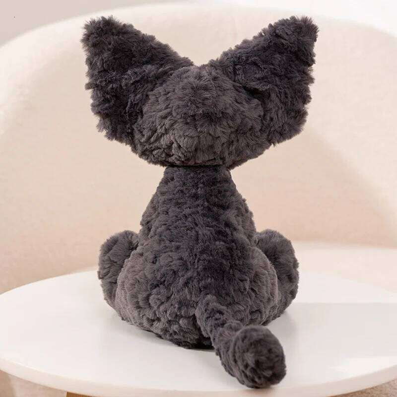 German Devon Rex Plush Toy Stuffed Kawaii Cat Black White Kitten Plushie Soft Toys for Kids Birthday Y260128