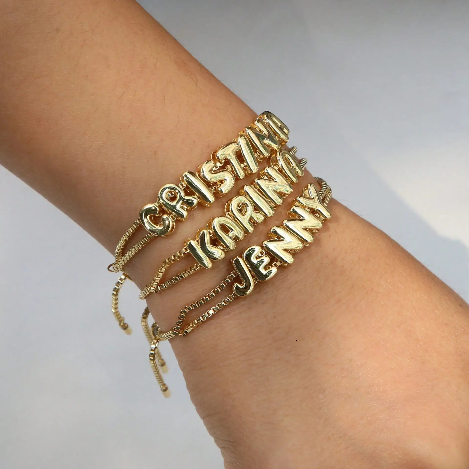 Customize Name Bracelet Mini Bubble Letter Bracelet Handmade DIY Name Bracelet For Women Gold Plated Pendant Bracelets Jewelry 260126