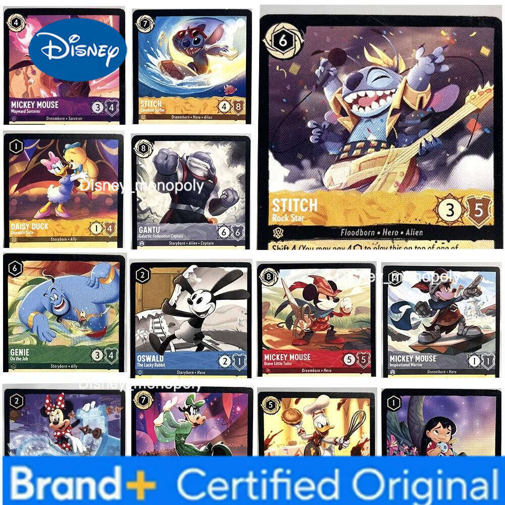 Disney Lorcana Proxy Games Mickey Mouse Stitch Aladdin Genie Top Quality PTCG Game Cards English Version Chapter1/5/6/7 H2601291