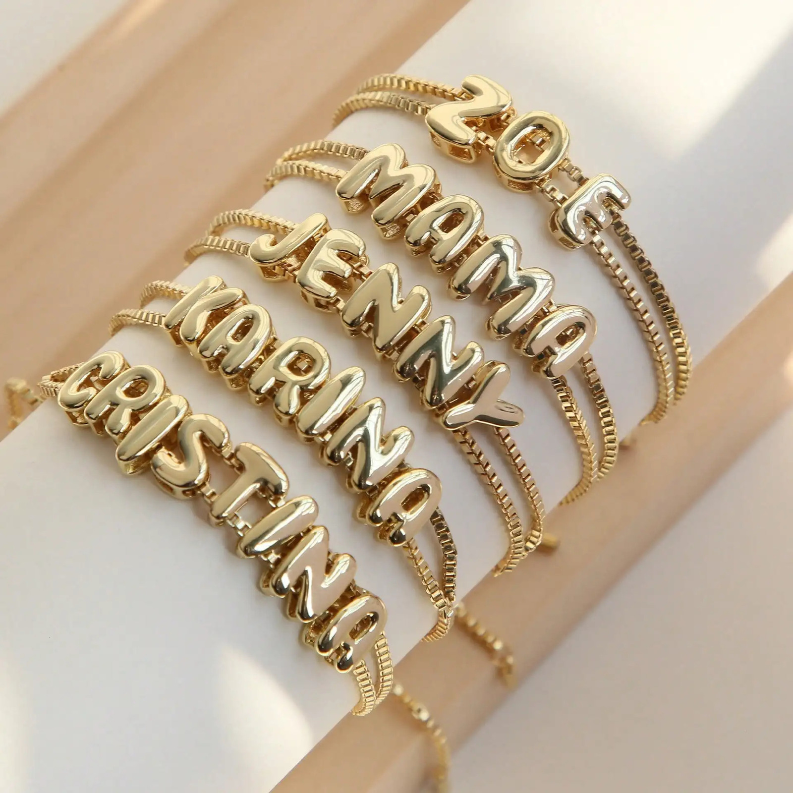 Customize Name Bracelet Mini Bubble Letter Bracelet Handmade DIY Name Bracelet For Women Gold Plated Pendant Bracelets Jewelry 260126