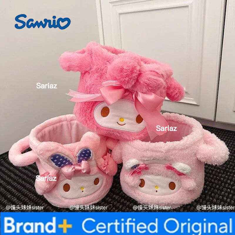 Sanrio Cute Anime Desktop Plush Storage Bucket Portable Foldable My Melody Hello Kitty Pen Holder Miscellaneous Sorting Basket Girl H260129 H260129