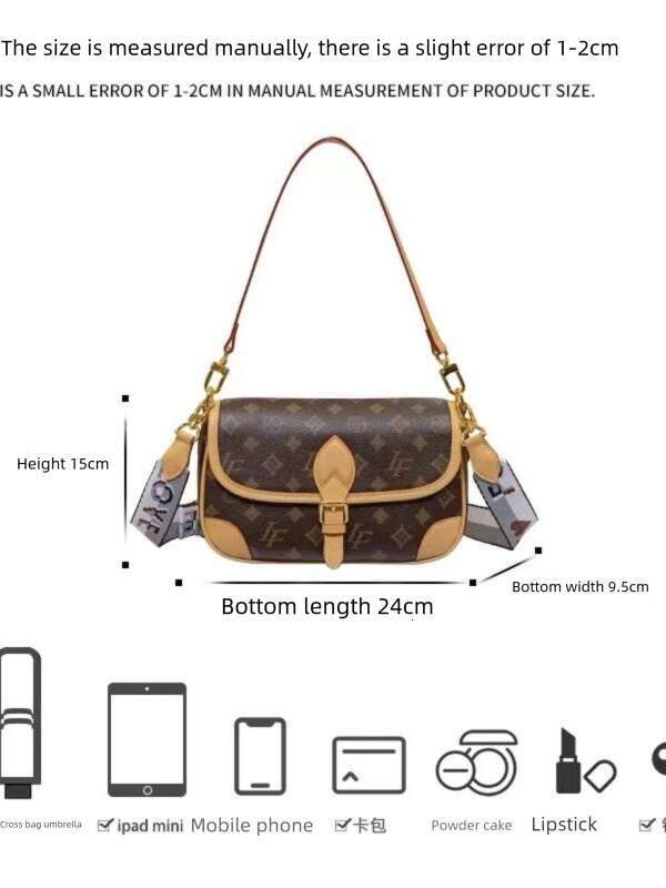 Valentine's Day Gift Genuine Leather Monogram Baguette for Women 2025 New High-end Niche Underarm Single Shoulder Crossbody Bag