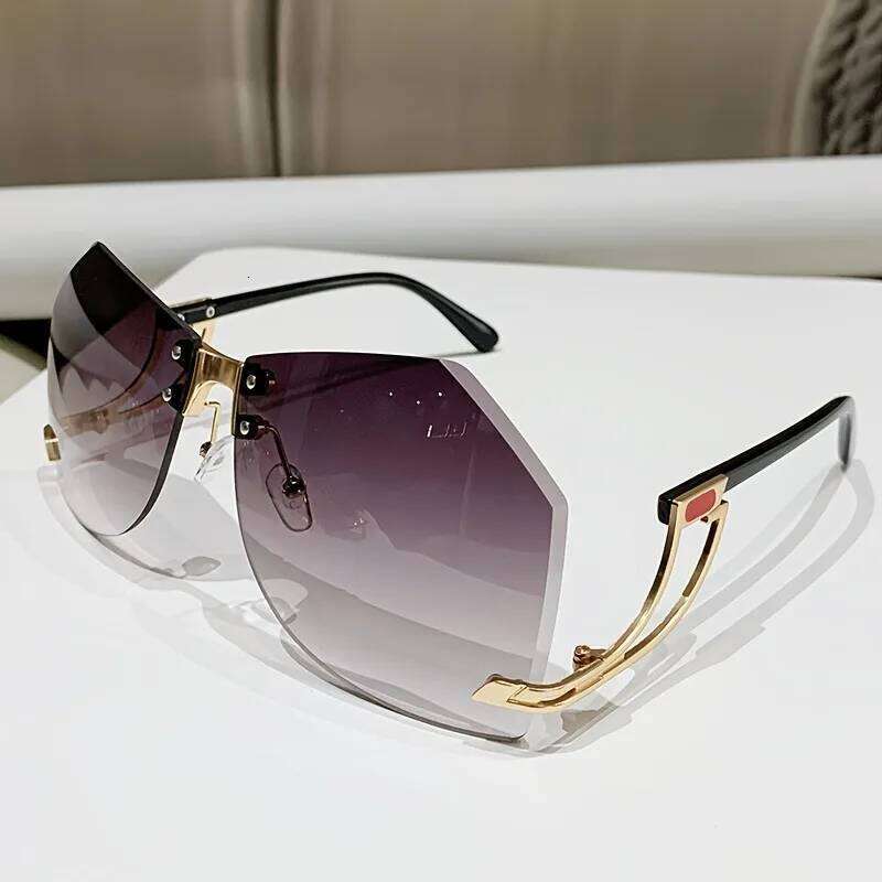 2025 New Irregular Rimless Sunglasses Women Brand Designer Alloy Frame Oversize Gradient Sun Glasses Fashion Female Clear Shades H260129