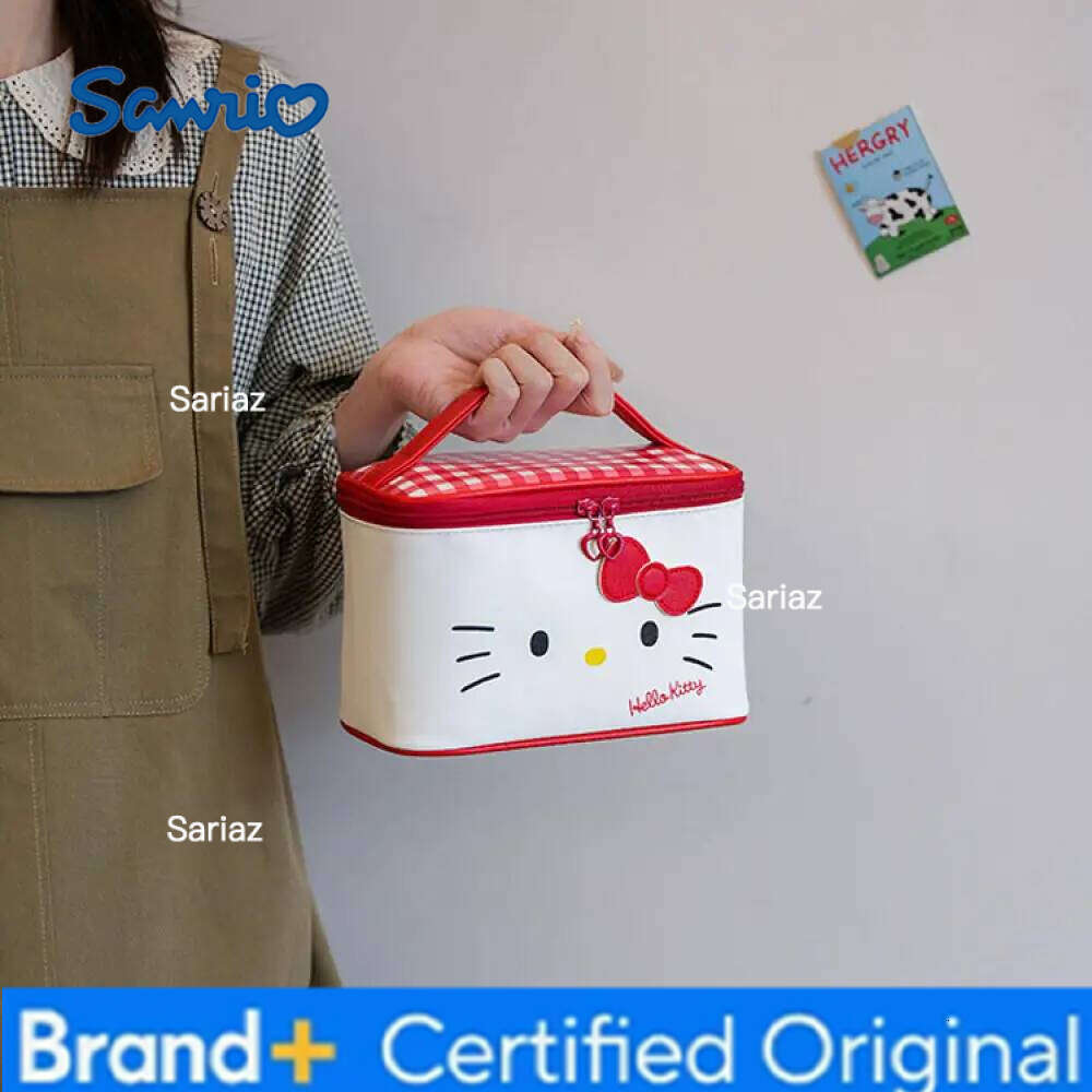Sanrio Hand-held Cinnamoroll Hello Kitty Kuromi Cartoon Large-capacity Portable Cosmetic Bag Travel Storage Bags H260129