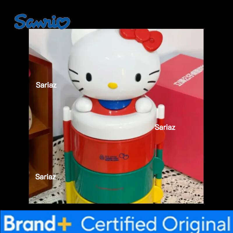 Sanrio Kt Three-Layer Rotating Box Cat Head Organizer Girls Gift For Besties Jewelry Storage Home Decor Accessories H2601291 H2601291