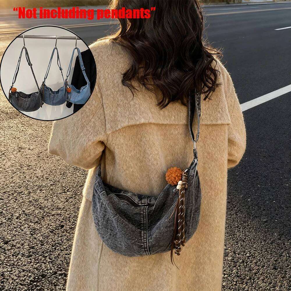 Autumn Winter Trendy and Cool Fashion Denim Dumpling New Zipper Versatile Single Shoulder Crossbody Bag