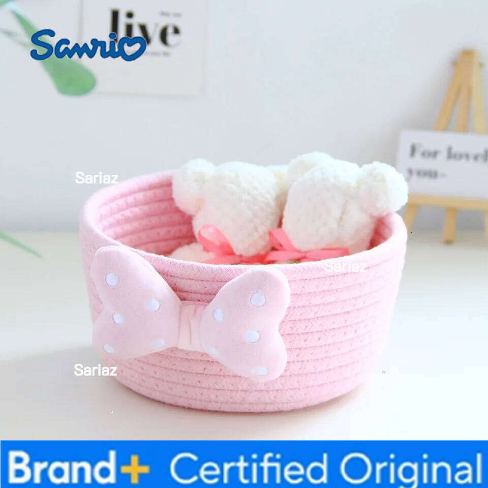 Sanrio Cute Cartoon Storage Baskets Woven Cotton Rope Desktop Jewelry Cosmetics Snacks Sundries Key Kid Toys Organizer Bins H260129 H260129