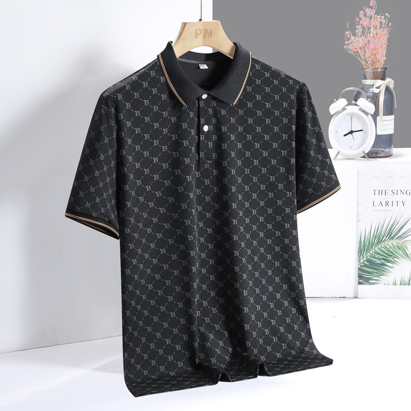 Luxury Brand Designer Clothes Men's Summer New Ice Silk Lightweight Breathable Seamless Polo Shirt Half Short Fashion Turn-Down Collar Trendy Bus