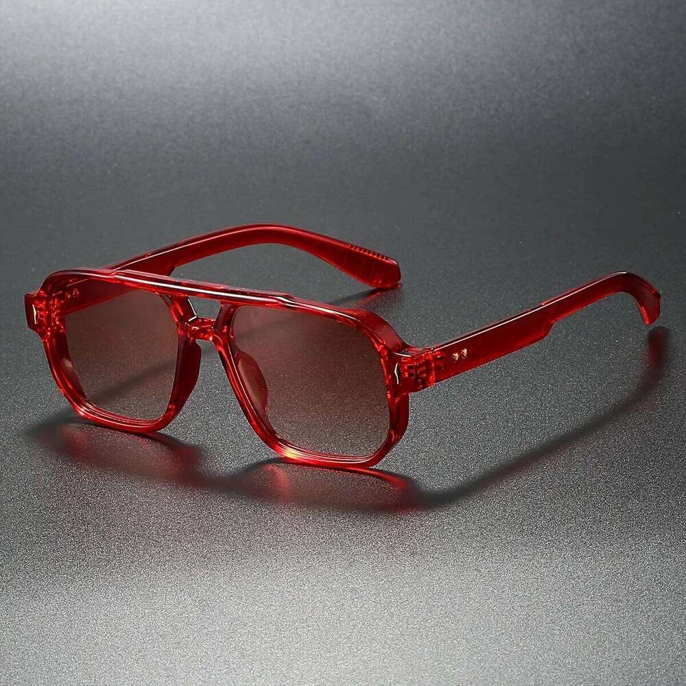 Retro Double Bridge Square Sunglasses For Women Men Fashion Luxury Design Rivets Sun Glasses Trending Shades UV400 Eyeglasse H260129