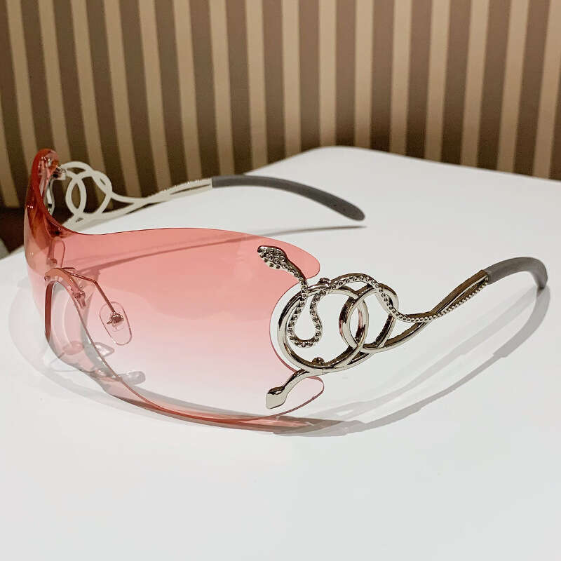 Y2K Snake Sunglasses Pattern Purple Pink Large Frame Street Style for Driving Outdoor Daily Wear Gift High Quality 1 Texture