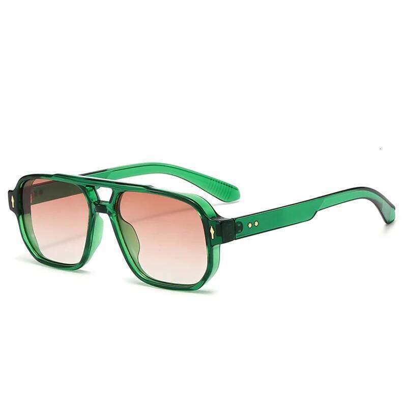 SO&EI Retro Double Bridges Square Women Sunglasses Fashion Clear Ocean Gradient Lens Shades UV400 Men Rivets Punk Sun Glasses H260129