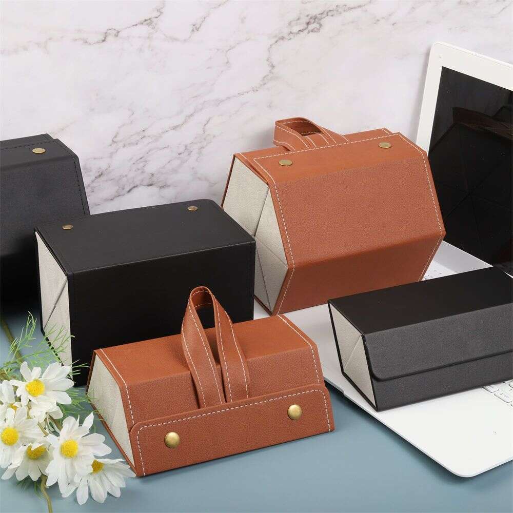 Leather Multi-Compartment Glasses Case Ultra-Light Large Capacity Portable Pressure-Resistant Foldable Multiple Sunglasses Storage Box