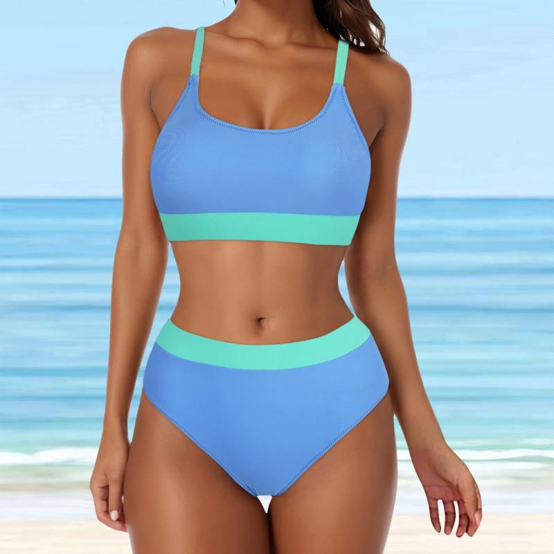 Women's Swimwear Plus Bathing Suit High Waisted Bikini Sets Sporty Two Piece Swimsuits Color Block Cut Underwire For Teens
