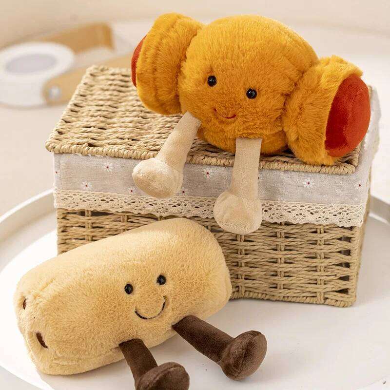 Cute Cartoon Breakfast Series Deep-Fried Dough Sticks/Cookie Bread/Sausage Bag Kawaii Plush Toys Children's Handmade Doll Gifts Y260128