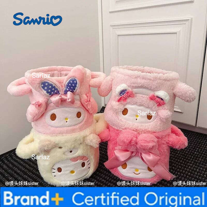 Sanrio Cute Anime Desktop Plush Storage Bucket Portable Foldable My Melody Hello Kitty Pen Holder Miscellaneous Sorting Basket Girl H260129 H260129