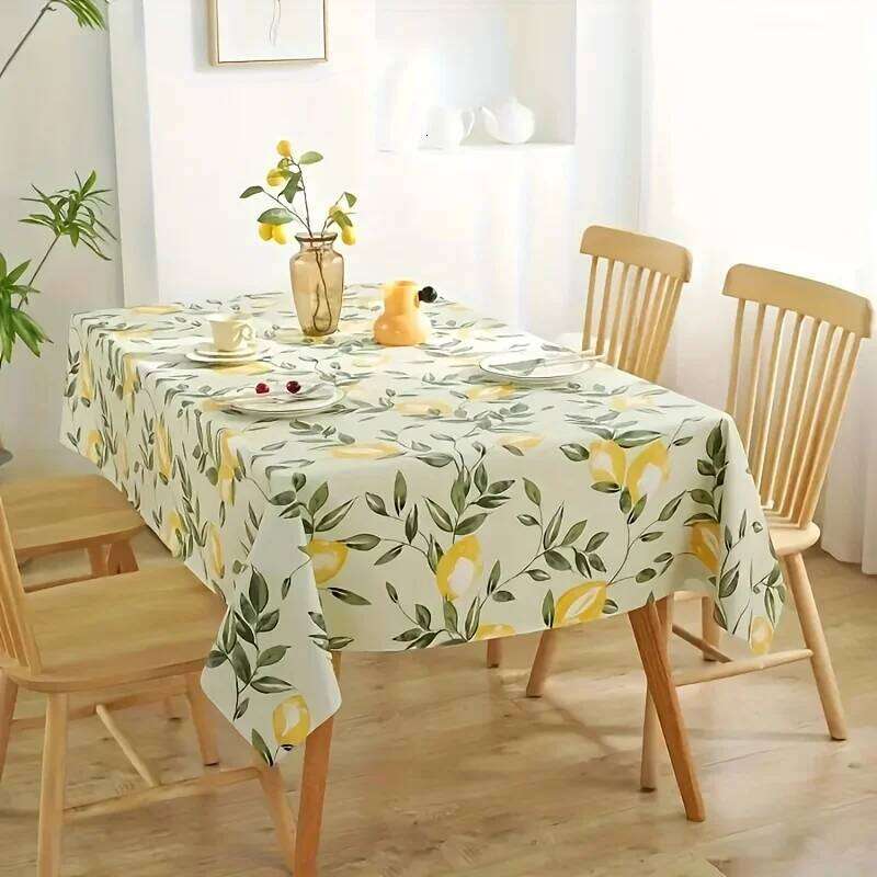 Leaves Printed Rectangle Tablecloth for Holiday Party Decor Washable Summer Lemon Waterproof Table Cloths Home Decorations 26Y0129