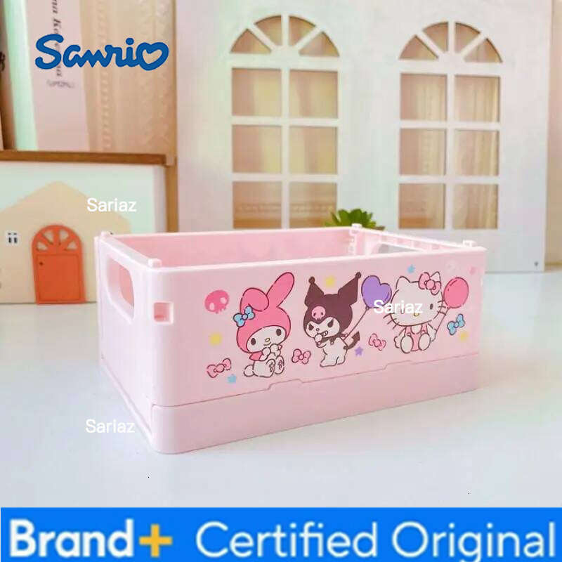 Sanrio Desk Hello Kitty Basket Chibawa Foldable Stackable Cosmetic Organizer Girl's Desktop Storage Box H26012911