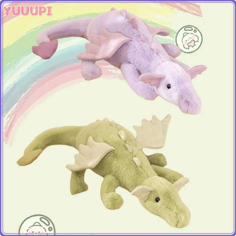 Kawaii Hot Flying Dragon Plush With Wings Long Tail Purple Green Dinosaur Stuffed Animal Soft Toy Birthday Gift for Children Y260128