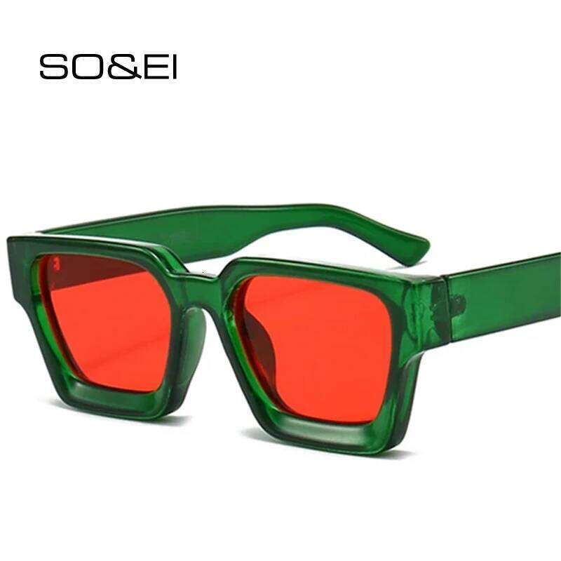 SO&EI Fashion Square Women Luxury Sunglasses Retro Brand Designer Men Trending Leopard Blue Green Sun Glasses Shades UV400 H260129