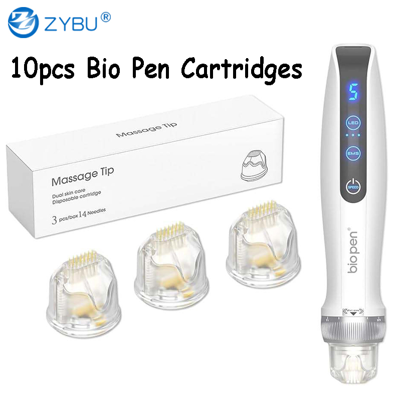 10Pcs Bio Pen Q2 EMS Microneedling 9pins 14pins 25pins Titanium Needle Derma Pen Cartridge Skin Care Hair Growth Maso Therapy Dermapen Nano Tips