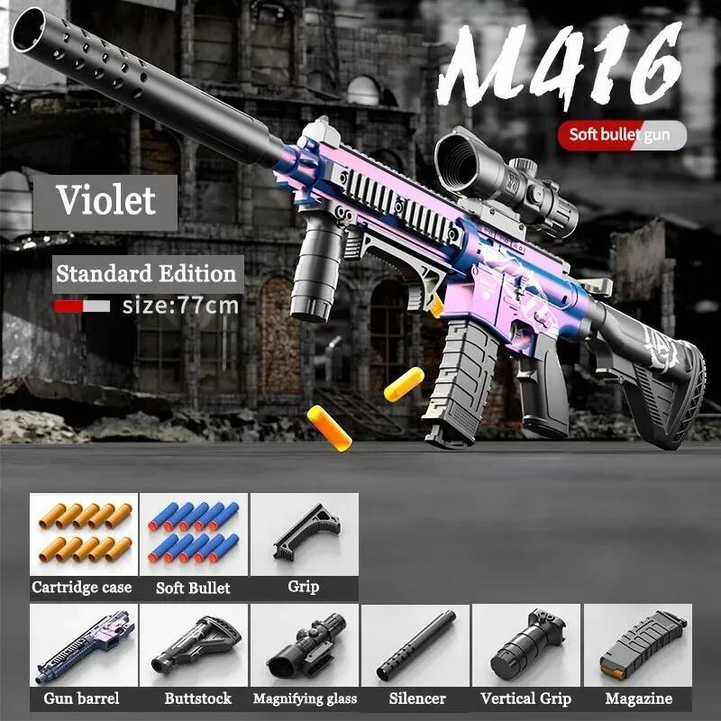 M416 Gun Shell Throwing Soft Bullet Can Fire Suction Cup Children's Assault Rifle Manual loading Model Boy's Toy