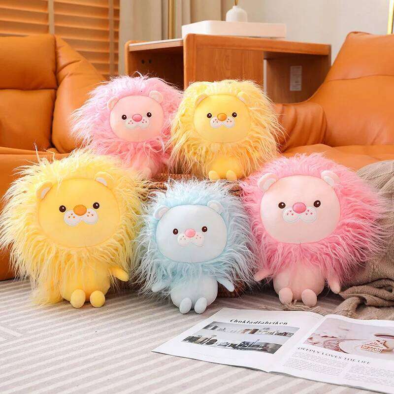 Exploding head rag plush toy long hair lion doll for girls birthday gifts Y260128
