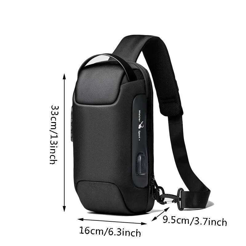 Men'S Usb Crossbody Anti-Theft Shoulder Bags Waterproof Oxford Waist Bag Multifunction Short Travel Messenger Chest Pack