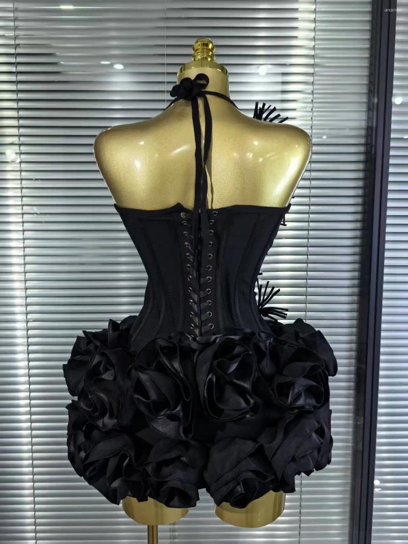 Casual Dresses High Quality Black Red Women Sexy Halter Full Florals 2 Pieces Set Bodycon Mini Bandage Dress Celebrate Nightclub Party Wear