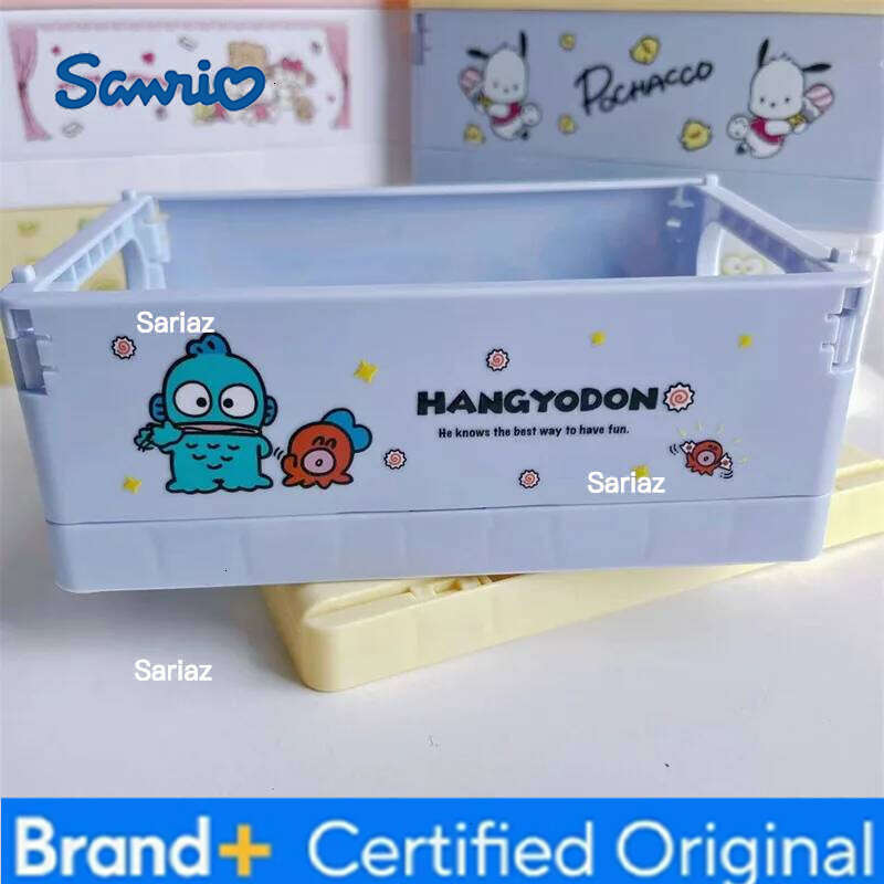 Sanrio Ins Kuromi Cinnamoroll Desktop Plastic Baskets Organizer Box Folding Stackable Toy Storage Basket with Handle H2601291 H2601291