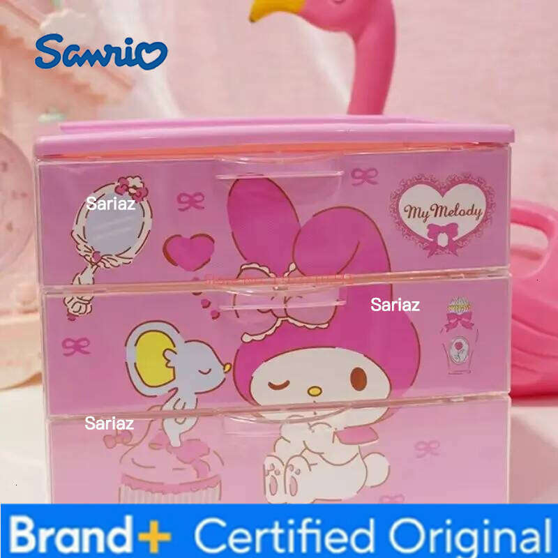 Sanrio Anime s Kawaii Cinnamoroll My Melody Hellokittys Littletwinstars Cute Ins Style Jewelry Desktop Drawer Makeup Storage Box H260129