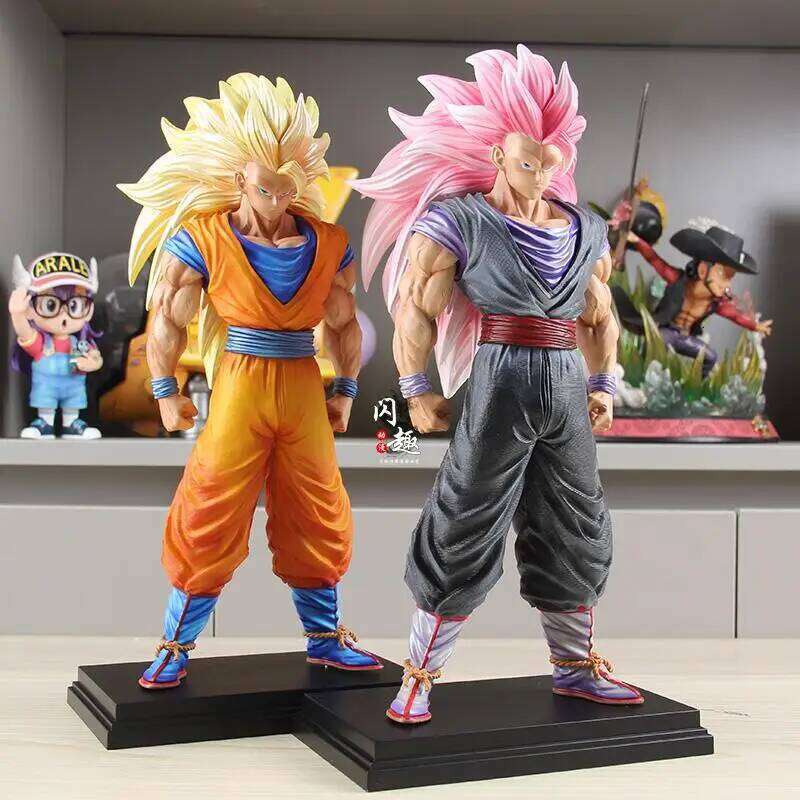 New Jt Dragon Ball Anime Pink/Blue/ Hair Figurine Super Saiyan 3 Goku Figure Pvc Statue Model Boy Gift Z260129