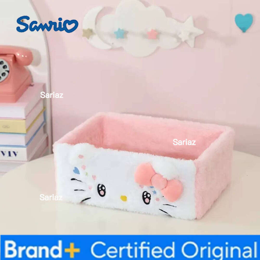 Sanrio Cartoon Hello Kitty Desktop Cosmetics Snacks Key Basket Miscellaneous Storage Box Cute H260129