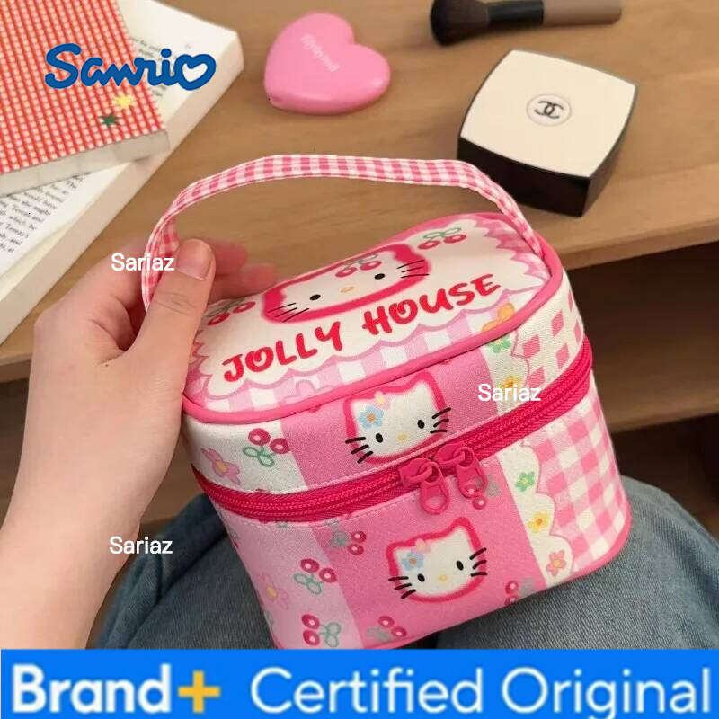 Sanrio Hello Kitty Makeup High Beauty Cute Anime Kt Large Capacity Girl Travel Handheld Cosmetics Storage Bag Kawaii Gift Wholesale H260129