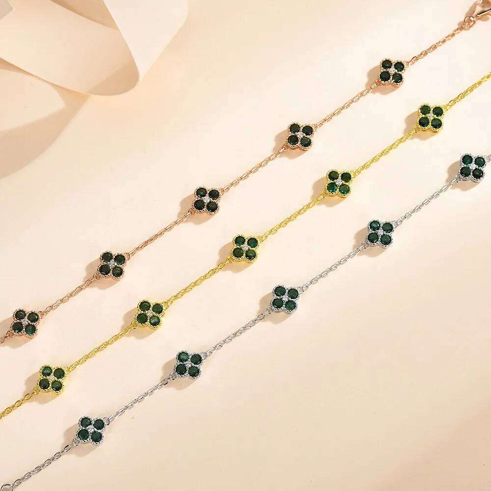 S925 Colorful Flower Zircon Multi-Color Crystal Bracelet Floral Inifinity Chain Statement Jewelry For Women Party Gifts H260129