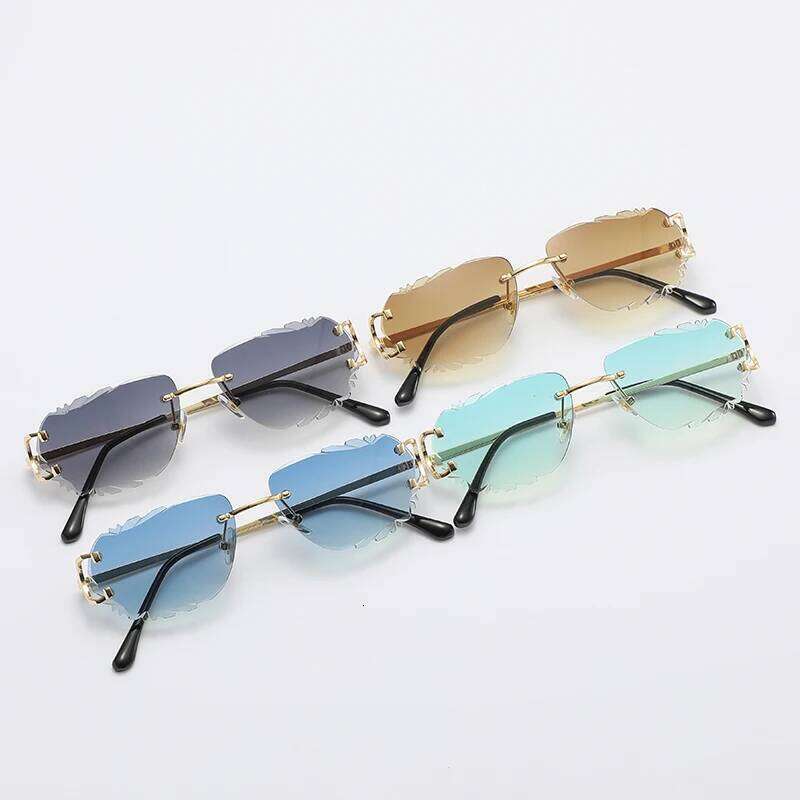 Retro Sunglasses For Men And High-End Frameless Fashion UV400 Irregular Cut Lenses Women Sun Glasses H260129
