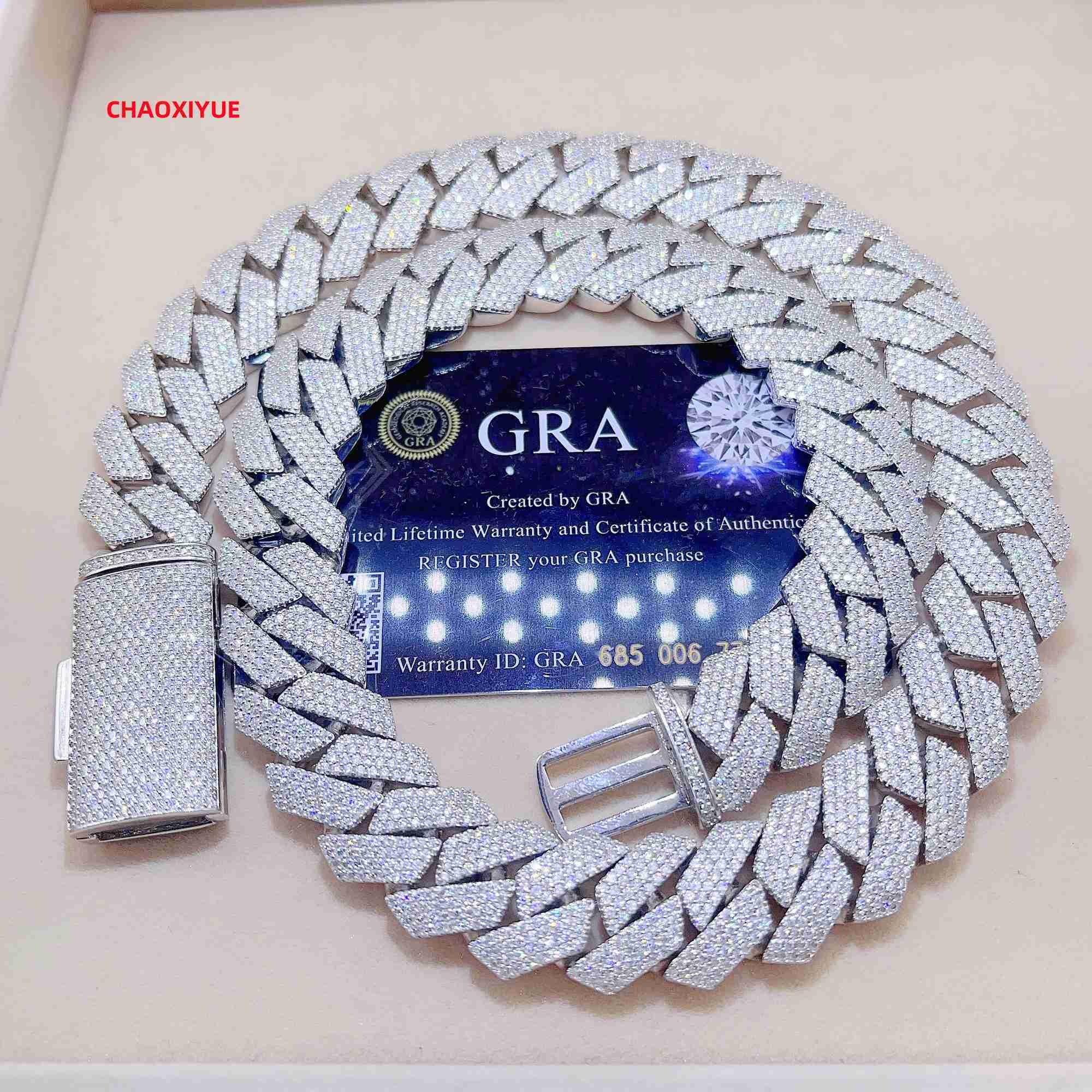cuban link chain bracelet designer necklace moissanite chain Pendant Necklaces Iced Out Pass Diamond Tester Sterling Silver Necklace Vvs Moissanite ch