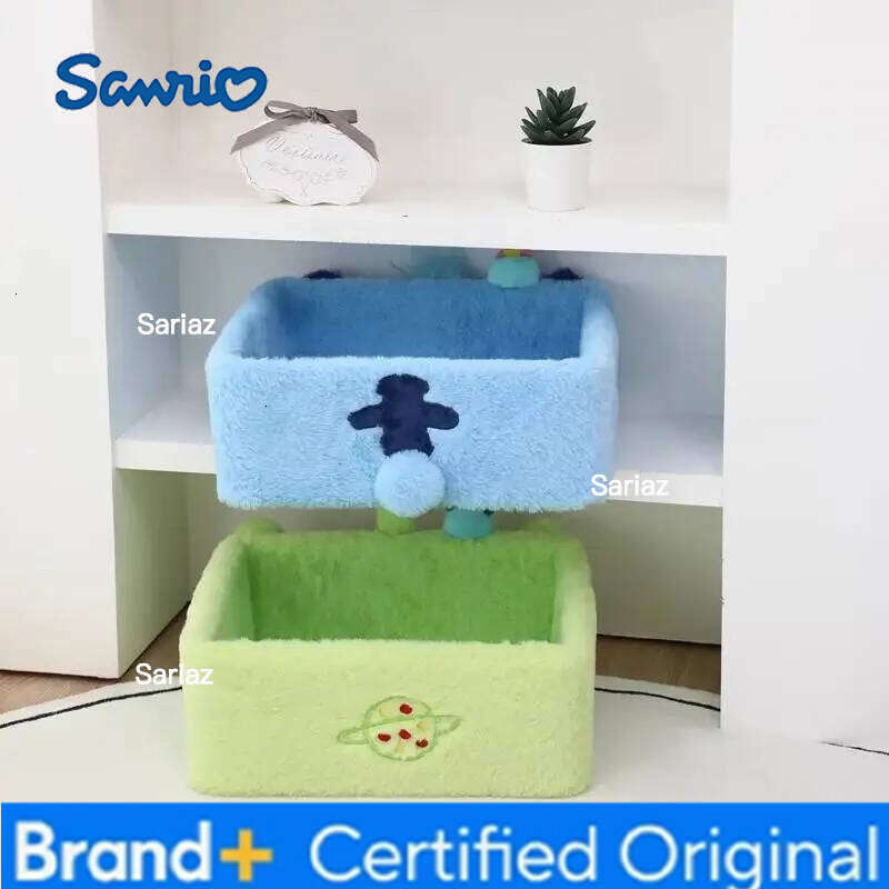 Sanrio Hobby Stitch Alien Cartoon Plush Desktop Basket Cosmetics and Miscellaneous Organizer Storage Box Birthday Gift H260129