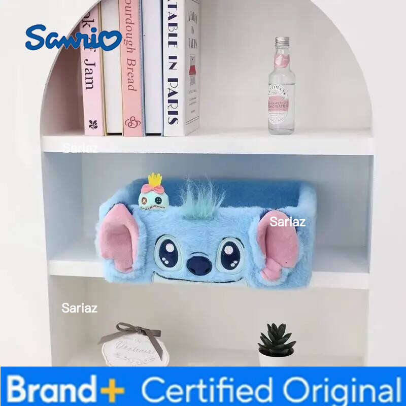 Sanrio Hobby Stitch Alien Cartoon Plush Desktop Basket Cosmetics and Miscellaneous Organizer Storage Box Birthday Gift H260129