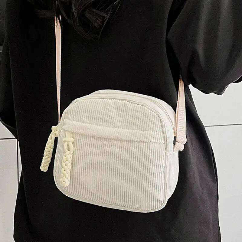 Corduroy Women's Small Shoulder Teenager Girl Crossbody Bag Cute Tote Student Street Korean Harajuku Messenger Bags XJ260129