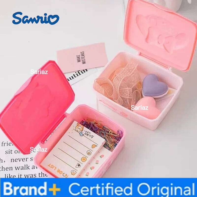 Sanrio Anime My Melody Kawaii Hello Kitty Jewelry Box Drug Swabs Storage Arrange Student Stationery Girls Gifts H260129