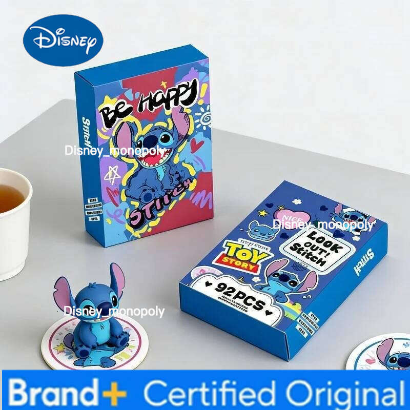 Disney 92 Stitch Cartoon Card Set Holographic Trading Cards 32 Comes with Bonus Stickers Cute Stationery Gift H260129