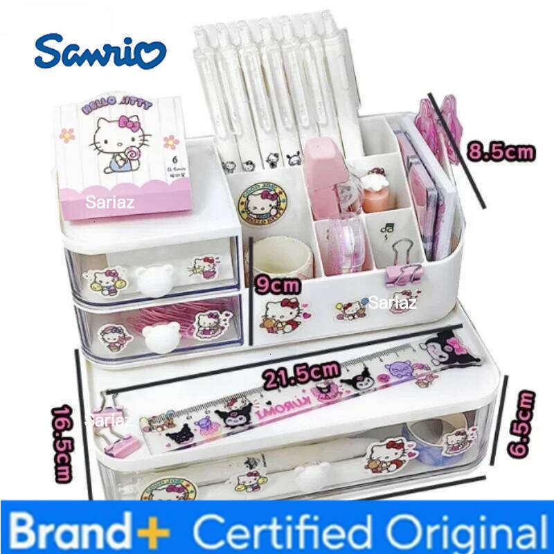 Sanrio Drawer Compartment Desktop Stationery Box Kuromi Melody Hello Kitty Desk Organizer Girls Cosmetics Storage Rack H260129
