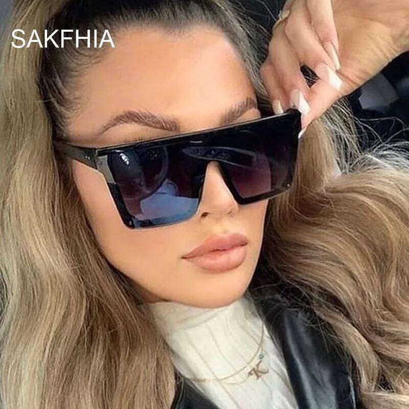 Fashion Square Sunglasses Woman Brand Designer Sun Glasses Female Big Frame One-piece Mirror Gradient Oculos De Sol Feminino H260129