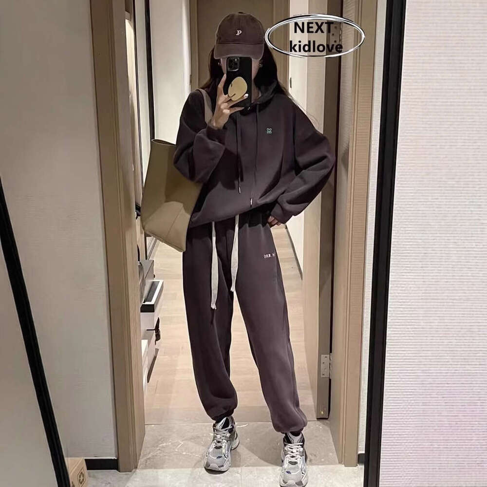 European Style Spring Autumn Hooded Sweatshirt And Sweatpants Fashion Women's Set Casual Loose Slimming Two-Piece Trendy Outfit